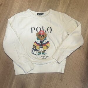 Vintage Ralph Lauren White Sweatshirt with Polo Bear